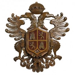 COAT OF ARMS-Ornate Wood-(2) Eagle Heads
