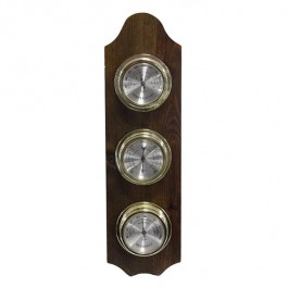 BAROMETER-Pinehurst Dark Wood Wall Barometer w/(3) Dials