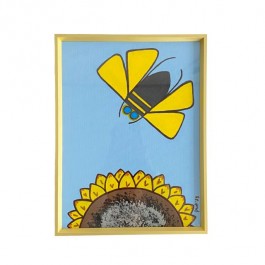 (8521PJ33)FRAMED ART-Blue Sky |Demilune Sunflower |Bee Gold |Frame