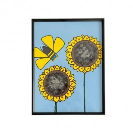 (8521PJ37)FRAMED ART-Pair ofSunflowers | Bee |Black Frame