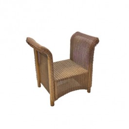 FOOT STOOL-Brown Wicker w|Curved Arms