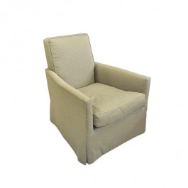 CLUB CHAIR-Box Frame Green/Taupe Box Pattern Arm Chair w|Skirt