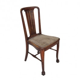 SIDE CHAIR-Thin Slatted Back Oak Frame w|Clawfoot & Nailheads on Seat