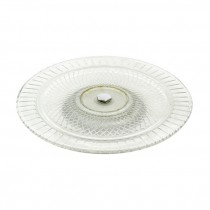 CAKE PLATE-Pressed Glass W/Silver Base