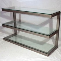TABLE-CONSOLE-STEEL W/3GLASS S