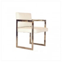 CHAIR-ARM-DINING-WHITE LEATHER