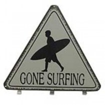 Gone Surfing Sign with Hooks