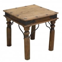 END TABLE-Rustic W/Nail Heads & Metal Detailing