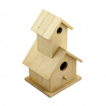 Raw Wood Birdhouse/2 Holes