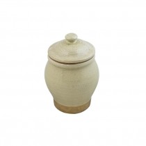 COOKIE JAR-Rowe Pottery W/Biege Crackle Glaze & Lid