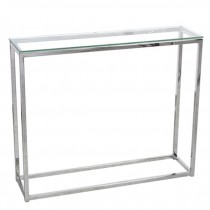 CONSOLE TABLE-Aluminum Frame W/Glass Top