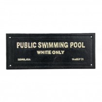 SIGN-Black Plaque "Public Swimming Pool"