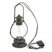 LANTERN-Vintage W/Rounded Glass & Metal Ball at Top