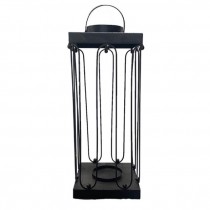 LANTERN-Tall Black Metal Wired Caged Lantern