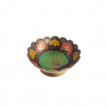 (25677071)DECORATIVE DISH-Vintage Brass & Multi-Colored Peacock Dish