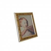 (52200458)PICTURE FRAME-Painted Wood Frame w|Floral Border & Picture of Child Holding Fabric