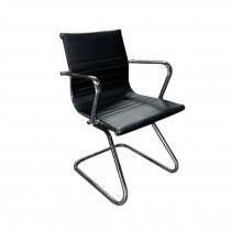 OFFICE CHAIR-Black Ripple Arm Chair w|Chrome Base
