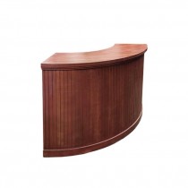 BAR-Curved Stained Wood Bar w|Vertical Panels