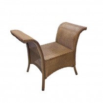 BENCH-Brown Wicker Bench w|Curved Arms