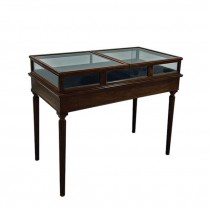 DISPLAY CASE-Modern 4 Sided Glass Display Case w|Two Door Top Access