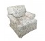 CLUB CHAIR-Beige w| Pale Floral Print & Rolled Arms