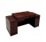 DESK-Mahogany Veneer Raised Desk w|Double Pedestal & 9 Drawers