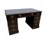 DESK-Presidental Mahogany Double Pedestal w|Burgundy Leather Inlay & Brass Hardware