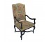 THRONE CHAIR-High Back Foliage Upholstered Fabric w|Wood Frame