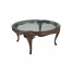 COFFEE TABLE-Round Sheraton Walnut Base w|Glass Top