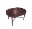 COFFEE TABLE-Burgundy Lacquer Faux Bamboo w| Removable Scallop Tray Table