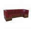 BANQUETTE-Vintage Curved Burgundy Channel Back Banquette