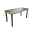 WRITING DESK-Gray Top w|Wood Border & Chrome Legs