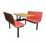 BOOTH-Free Standing Laminate Pink Seats & Wood Grain Table