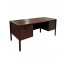 (40130366)DESK-Mid Century Teak Executive Desk w|Black Pull Handles