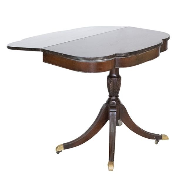 TABLE-PEDESTAL-FLIP TOP-MAHOGA