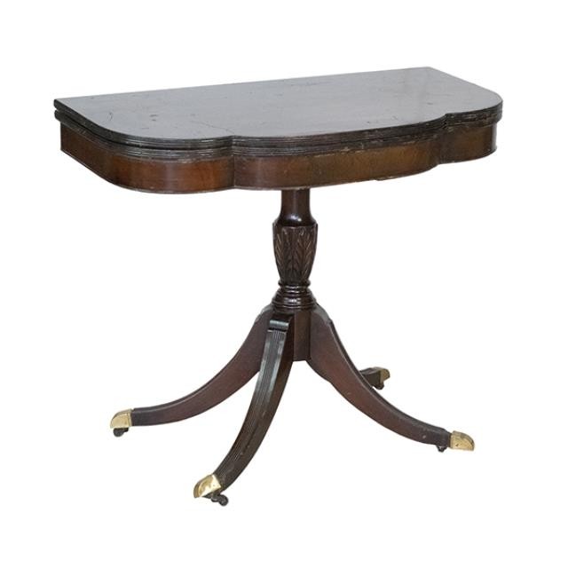 TABLE-PEDESTAL-FLIP TOP-MAHOGA