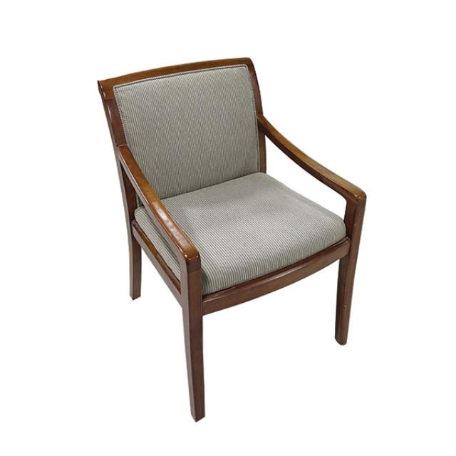 (40650014)CHAIR-ARM-Natural Wood Frame w|Gray Fabric