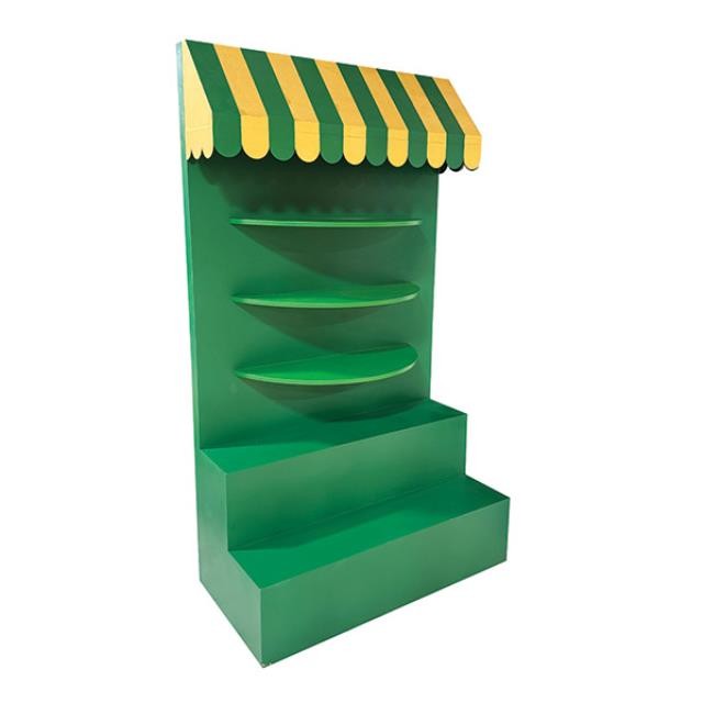 (48070031)DISPLAY STAND-Green Shelves w|Yellow & Green Awning