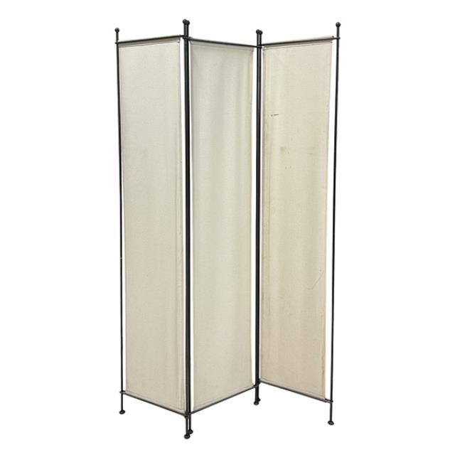 (48310005)SCREEN-3 Panel White Canvas on Metal Frames