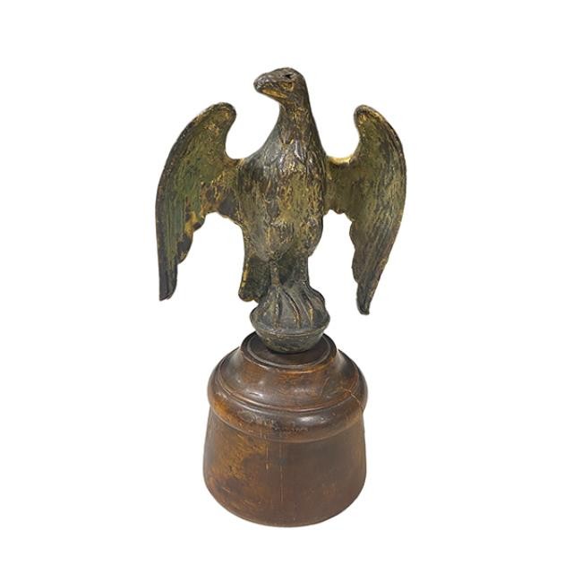 FIGURINE-TIN EAGLE 11"ON WOOD