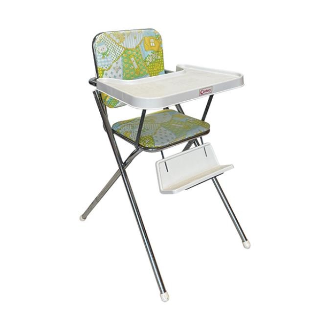 (76060004)HIGH CHAIR-Multi-Colored Pastel Pattern w|White Plastic Tray