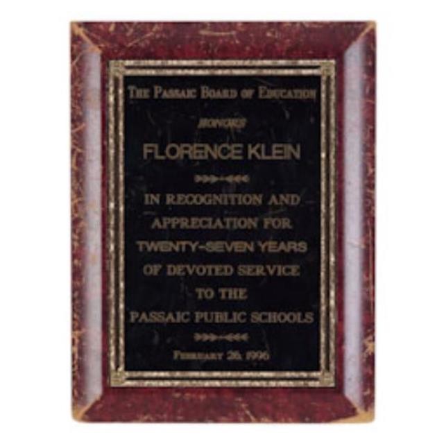 PLAQUE-AWARD-FLORENCE KLEIN