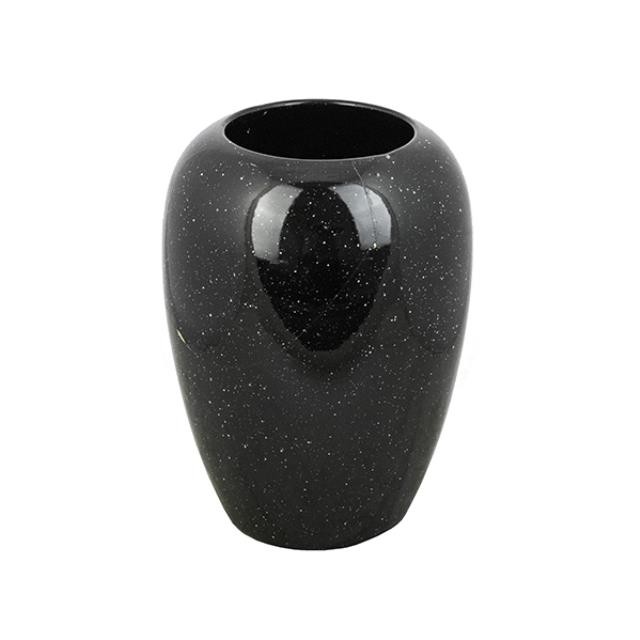 VASE-Large Black Glass W/White Speckles