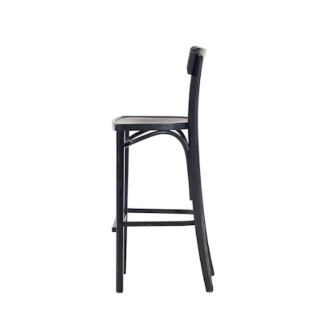 STOOL-BLACK WOOD W/BACK