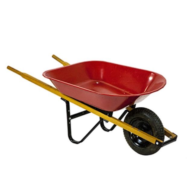 Wheelbarrow-Red W/Wood Handles