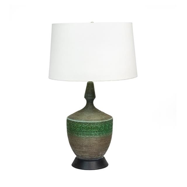 TABLE LAMP-Mid Century Modern Blue Green Textured Ceramic