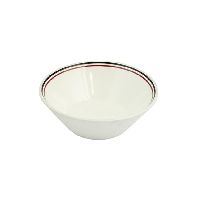 Bowl -White W/Red & Black Stripe-5.25"D