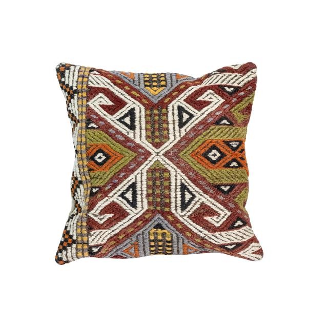 THROW PILLOW-Square Multi Colored Aztec Pattern