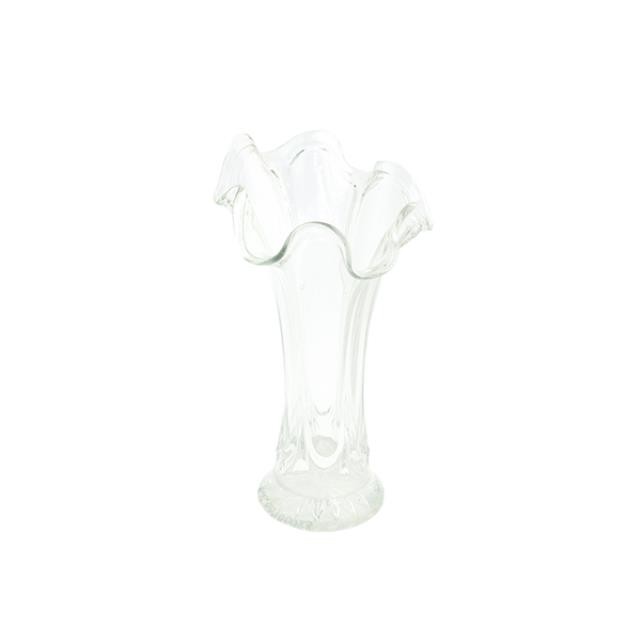 VASE-Clear Press Glass W/Wave Edge