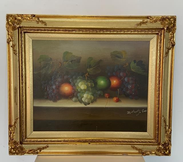 STILL LIFE-Of Fruit in Gold Ornate Frame